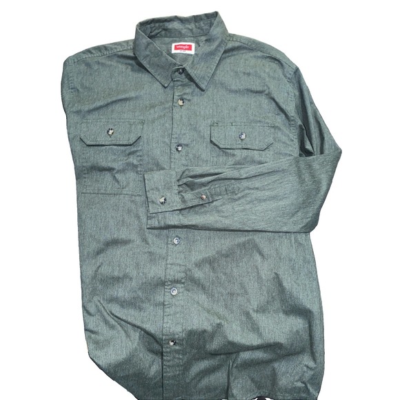 Wrangler Other - Wrangler Mens Button Down Shirt Dual Chest Pockets Olive Green Size XL. Long Sle